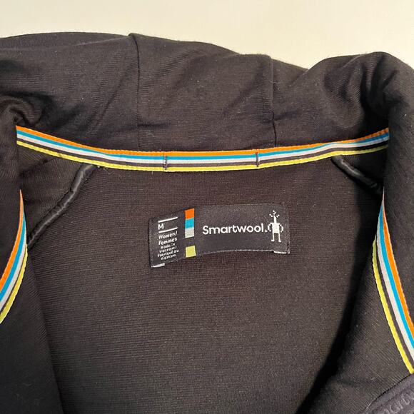 Smartwool Jacket Size Women Medium Down Puffer Hood Full Zip Black White - Picture 3 of 16